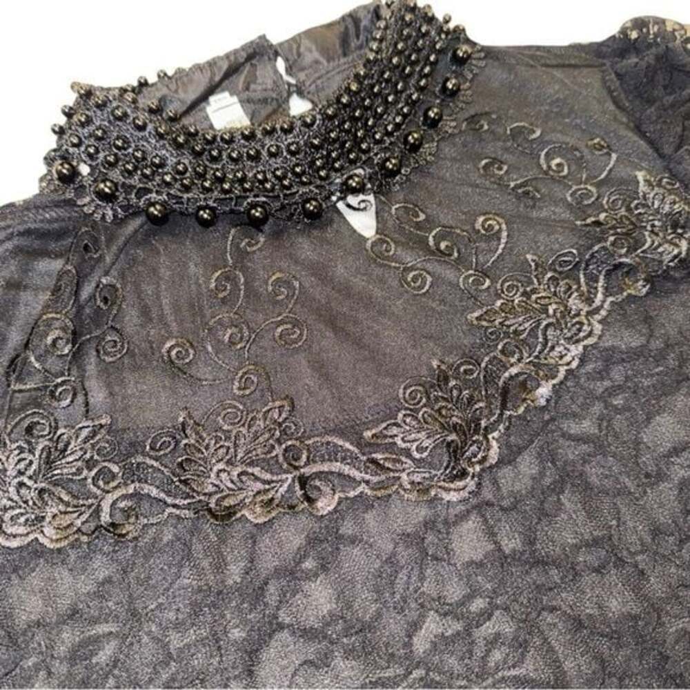 Elegant Black Lace Long Sleeve Blouse - Picture 7 of 14